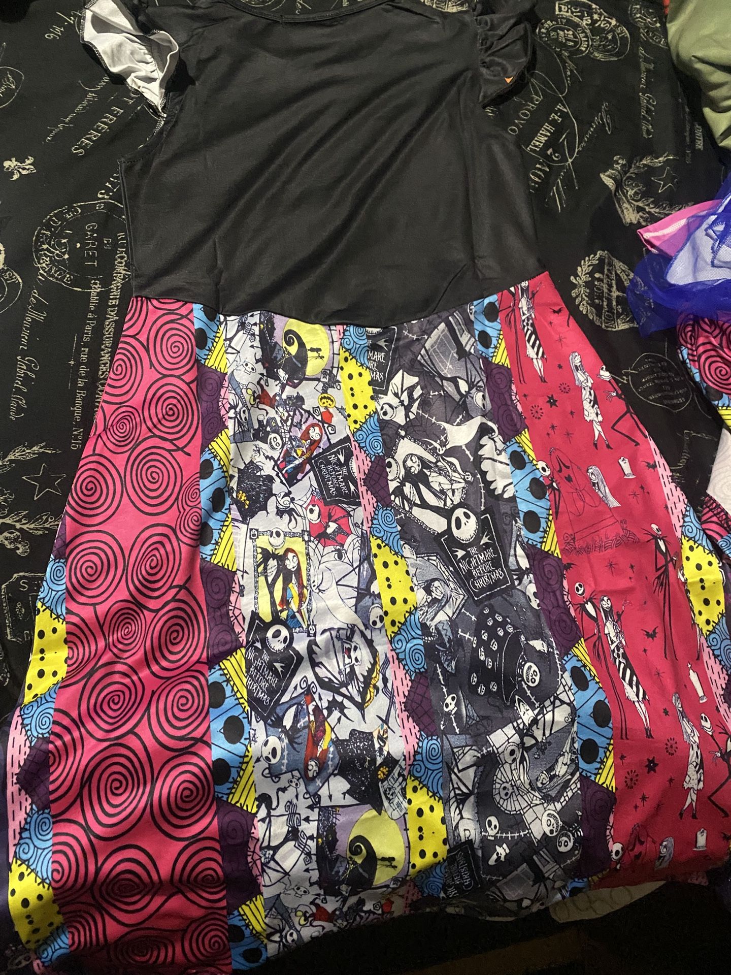 Jack Skellington Little Girls Nightgowns Size :140 (7-8 Year Old