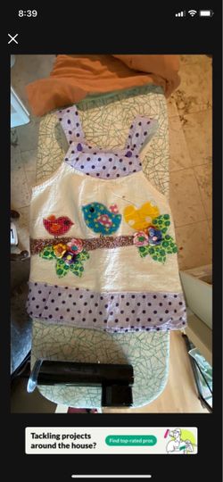 Kids  Dress with Bird Appliqué Size 3-4 Years Old