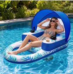 Rechargeable Motorized Pool Float with 360° Steering & Built-in Cup Holder