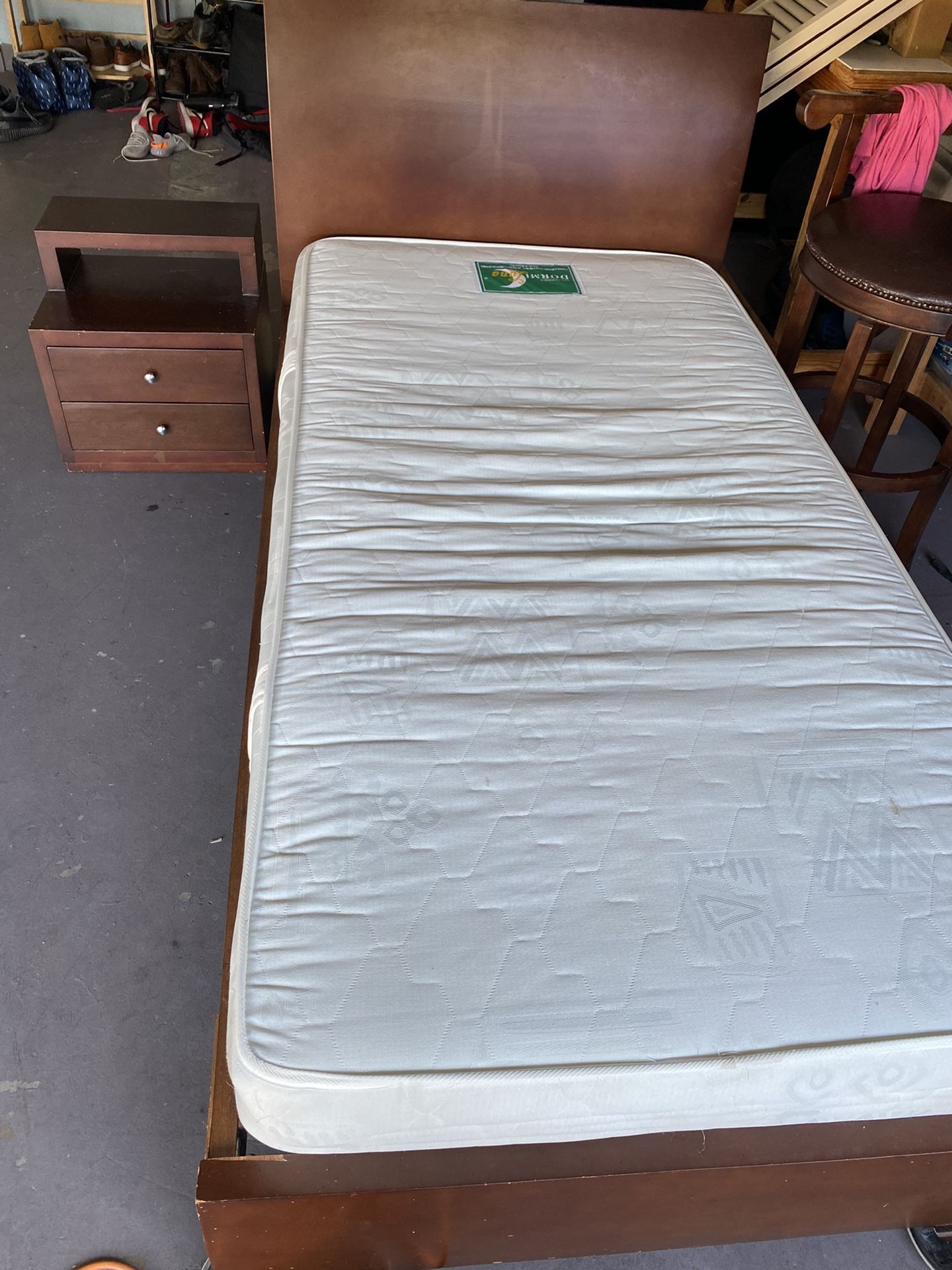 Bed Frame + Mattress + Night Stand