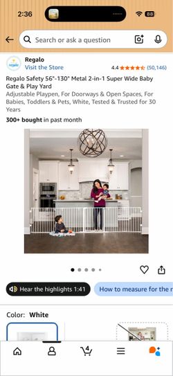 Regalo Safety 56"-130" Metal 2-in-1 Super Wide Baby Gate & Play Yard