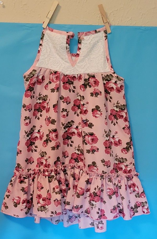 4T Toddler Light Pink Dress With Dark Pink Flowers