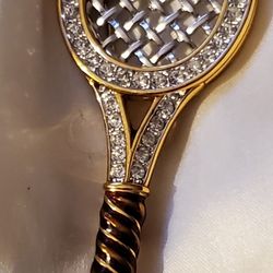 Swarovski Beautiful 1 7/8" Tennis Racquet Broach