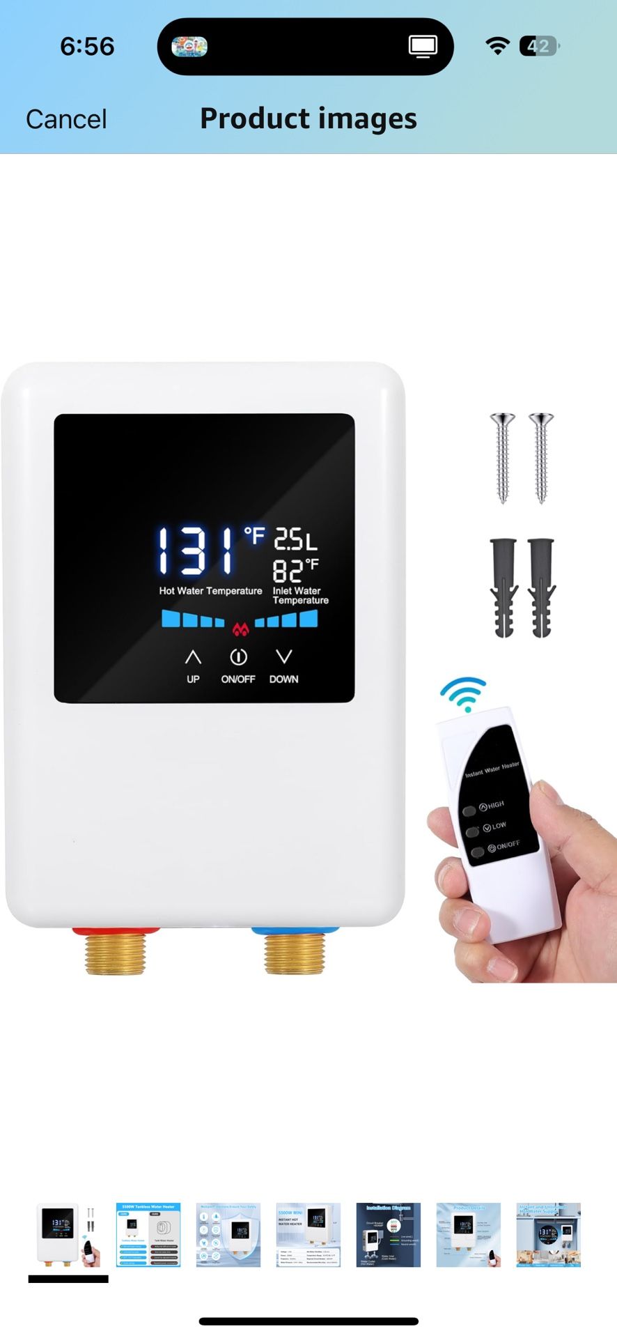 Tankless Water Heater Electric 110V, 5500W Instant Hot Water Heater Under Sink, On Demand Hot Water Heater with Remote Control and Digital Display, Po