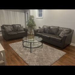 Gray Leather Sofa/ Coach Set ( From Darvin Furniture) 