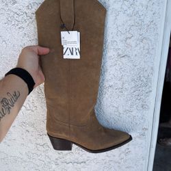 Zara Leather Boots New 
