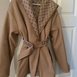 Dupe Wool Hooded Wrap coat 