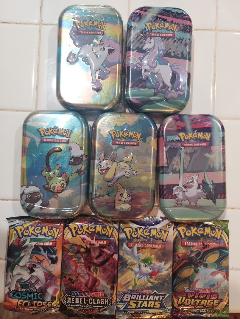 Pokemon Booster Pack Lot With Mini Tins