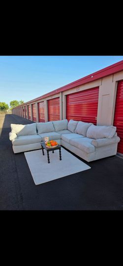 *Free delivery* L sectional Ashley light off white gray 6 seat couch only 2 piece removable covers