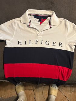 Tommy Hilfiger Slim Fit Men’s Polo Shirt M White/Navy/Red Colorblock Logo