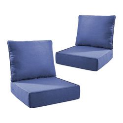 Duraolex 24 in. W x 24 in. D x 6 in. Thick Square 4-Piece Deep Seating Outdoor Lounge Chair Olefin Cushion in Blue