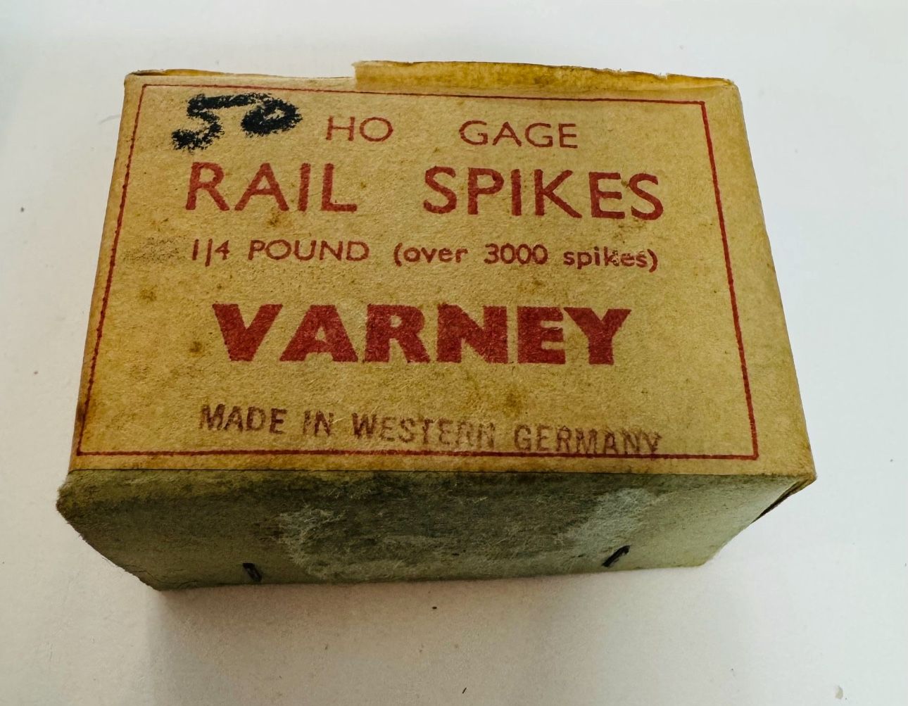 Varney HO Scale Train Rail Spikes - Unopened box - 1/4 lb - over 3000 spikes $15 AS IS