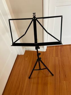 Used K&M folding music stand, adjustable and portable, made in Germany