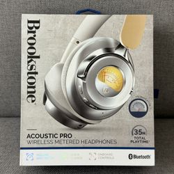 Brookstone Over Ear Wired Wireless Metered Headphones Acoustic Pro - NEW