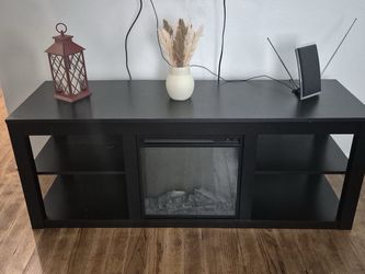 Black TV Stand with Electric Fireplace – $225 OBO
