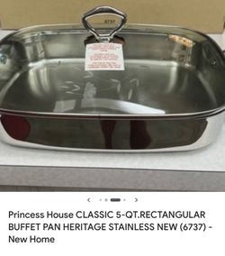 incess House CLASSIC 5-QT.RECTANGULAR BUFFET PAN HERITAGE STAINLESS NEW (6737) - New Home