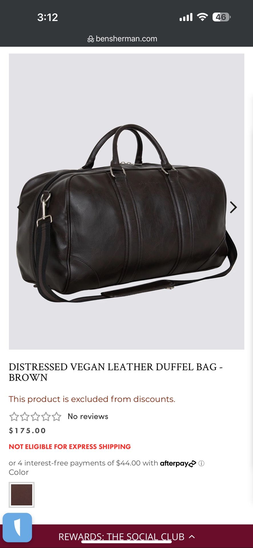 Ben Sherman Leather Duffel Bag 20” - Black