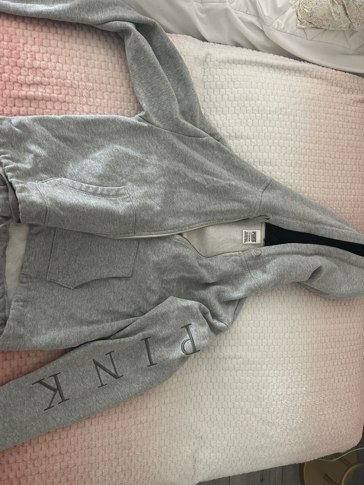 Pink Zip Up Fuzzy Hoodie Small