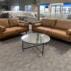 Modern Camel Sofa And Love Seat 