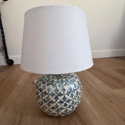 Ceramic Blue Pattern Table Lamp with White Shade Made Green Co. Ltd.