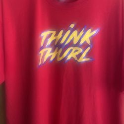 Vtg Mens Think Thurl Red Short Sleeve T-shirt 2XL