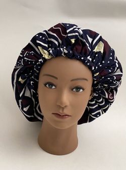 2PC African Print Bonnet With Silk Satin Material On The Inside