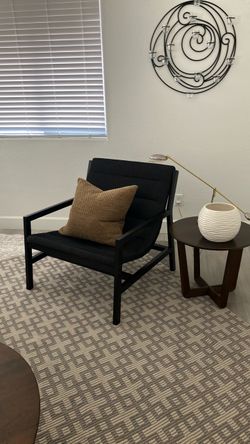 Black Wood Frame Accent Lounge Chair
