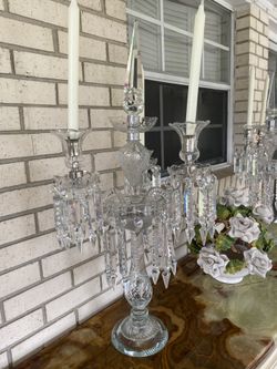 Vintage Baccarat Candelabras with Prisms, Set of 2