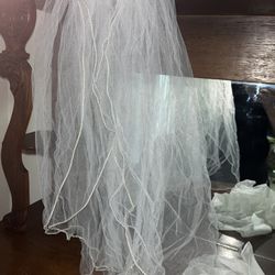 Wedding Veil & Beaded White Shawl