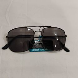 NEW Foster Grant Black Slate THIN-framed AVIATOR-Style ANTI-REFLECTIVE Lightweight SUNGLASSES