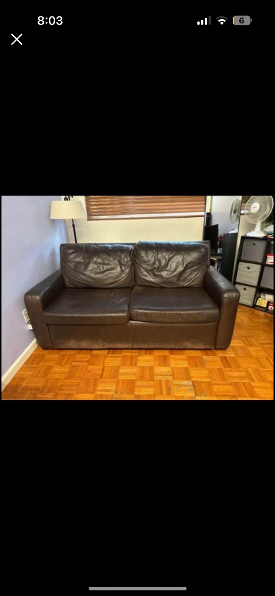 Brown American Leather Queen Pullout Couch