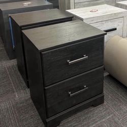 🛏️ Brand New Two-Drawer Nightstand – Black | Set of 2 Available