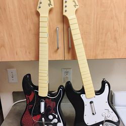 Lot of 2 Harmonix Wireless Rock Band Guitar Controllers For PS3 & Nintendo Wii, For Parts Or Repair