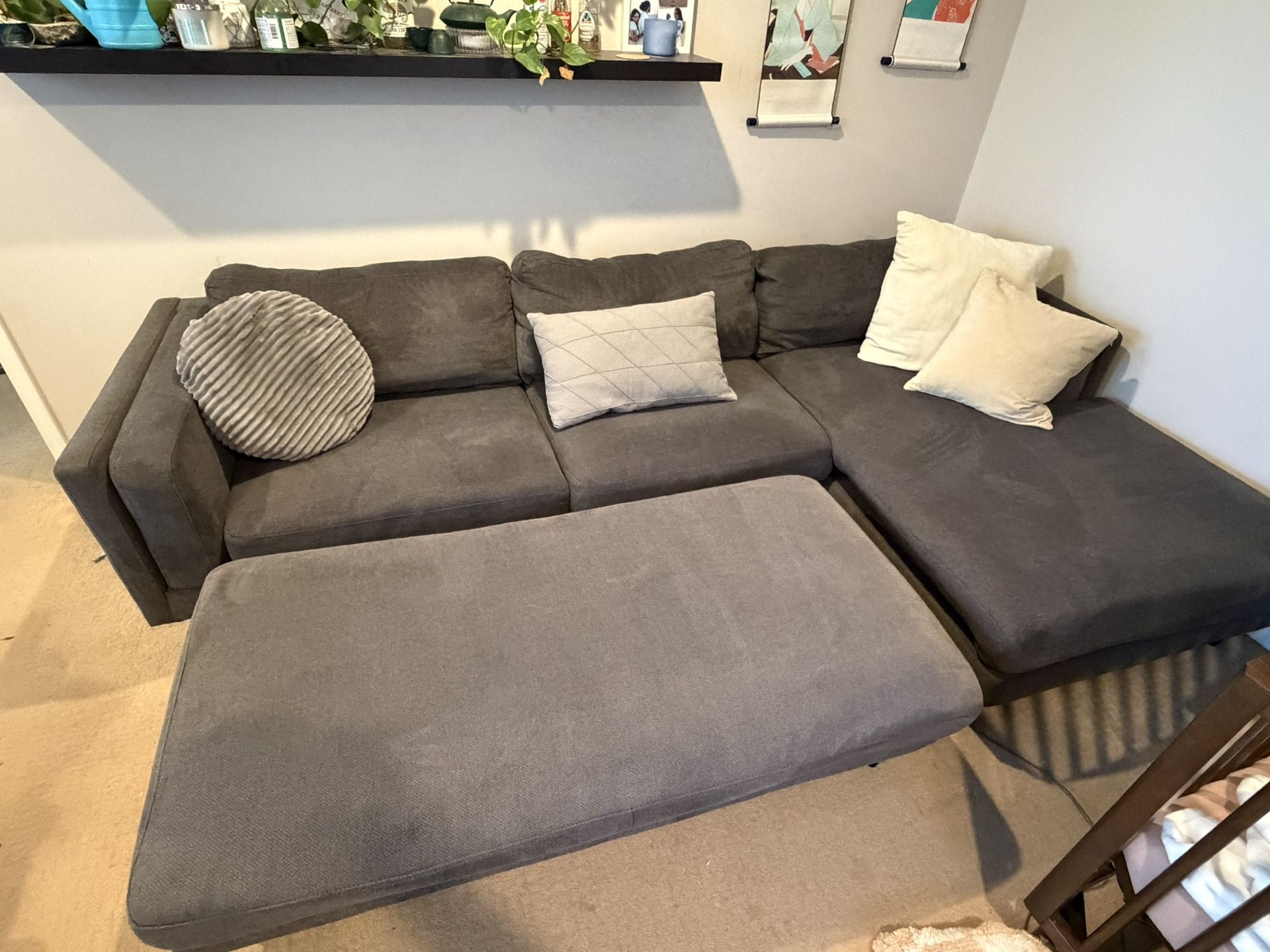 Living Spaces Aquarius II 120” sectional & ottoman