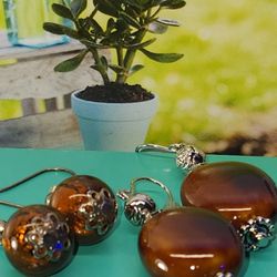 #1832, LOT NATURAL STONES EARRINGS, (BRONCITE, TIGER EYE)
