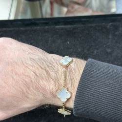 VCA Clover Bracelet 18k Solid Gold Unisex Men & Woman Motif Clover Bracelet