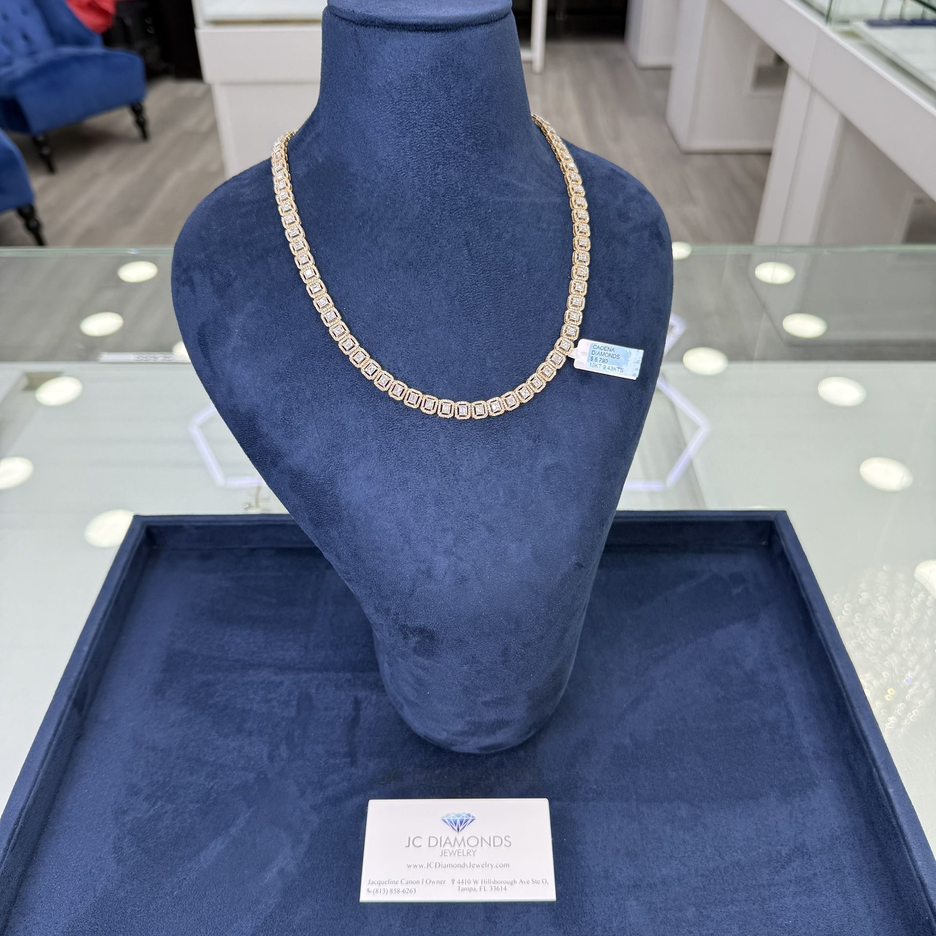 Chain White And Yellow Gold 8 Mm Diamonds Real 10k Gold