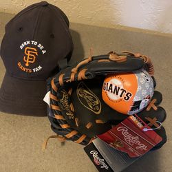 Age 3-5 Rawlings Glove w/tags & Giants Ball & Hat 