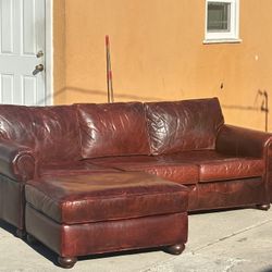 Restoration Hardware Lancaster Leather Sofa Set with Matching Ottoman - Delivery 🚚
