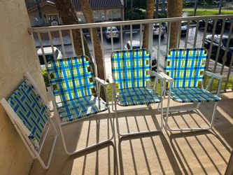 4 Lawn Chairs, Folding Beach Chair, Camping Chair, Blue