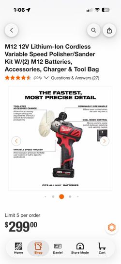 Milwaukee M12 Cordless Variable Speed Polisher/Sander Kit