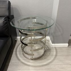 Glass Top Metal End Table