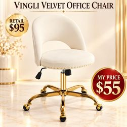 VINGLI White Velvet Office / Vanity Chair