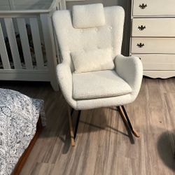Fuzzy White Glider/rocking Chair 