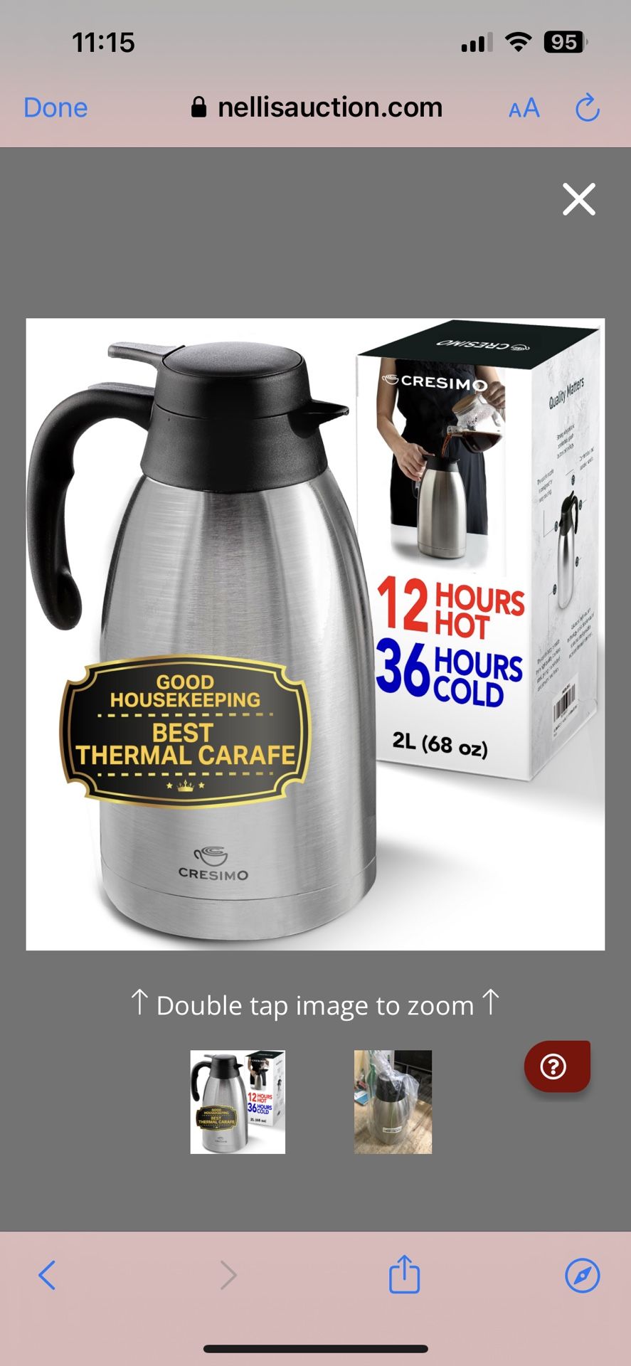 Cresimo Thermal Coffee Carafe 68oz / 2L - 12 Hours Hot Beverage Dispenser, Insulated Stainless Steel Carafe For Liquids, Coffee Carafes For Keeping Ho