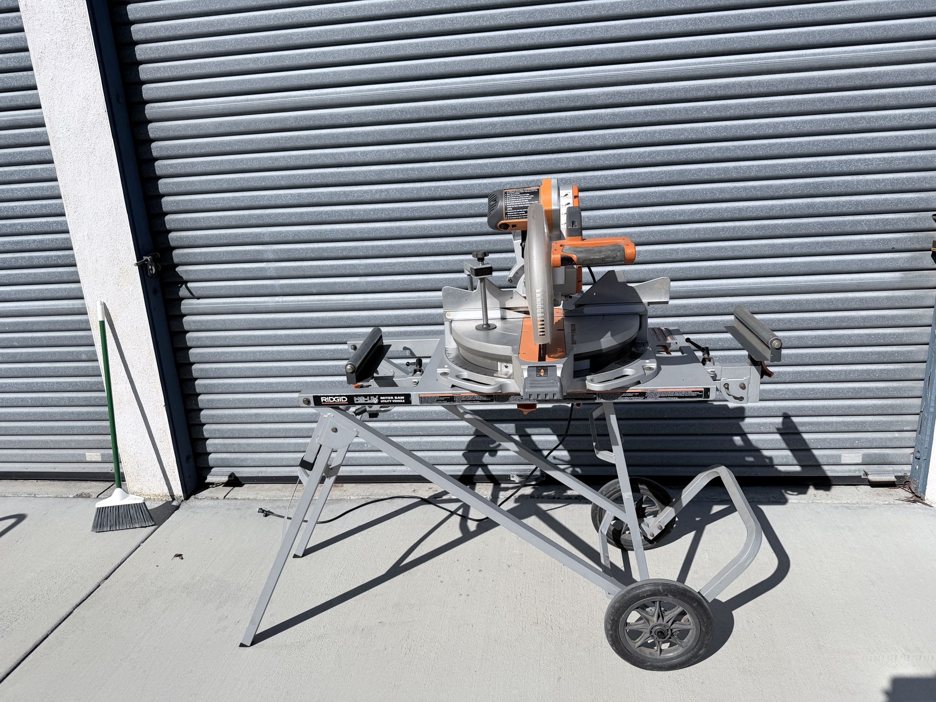 Ridgid Miter Saw On Rolling Cart Stand 12 inch Electric Power Tool