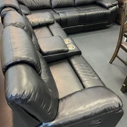 Santiago Black Leather Reclining Sofa/Loveseat Sets---Now $1099---Wow!!!---Financing Available 