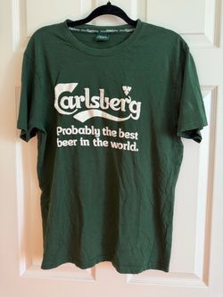 Vintage Carlsberg Beer T-Shirt Mens L green Official Wear Slogan Promotional T