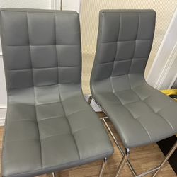 2 Gray Metal Island Bar Counter Stools Chairs
