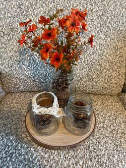 Mason jar with flowers